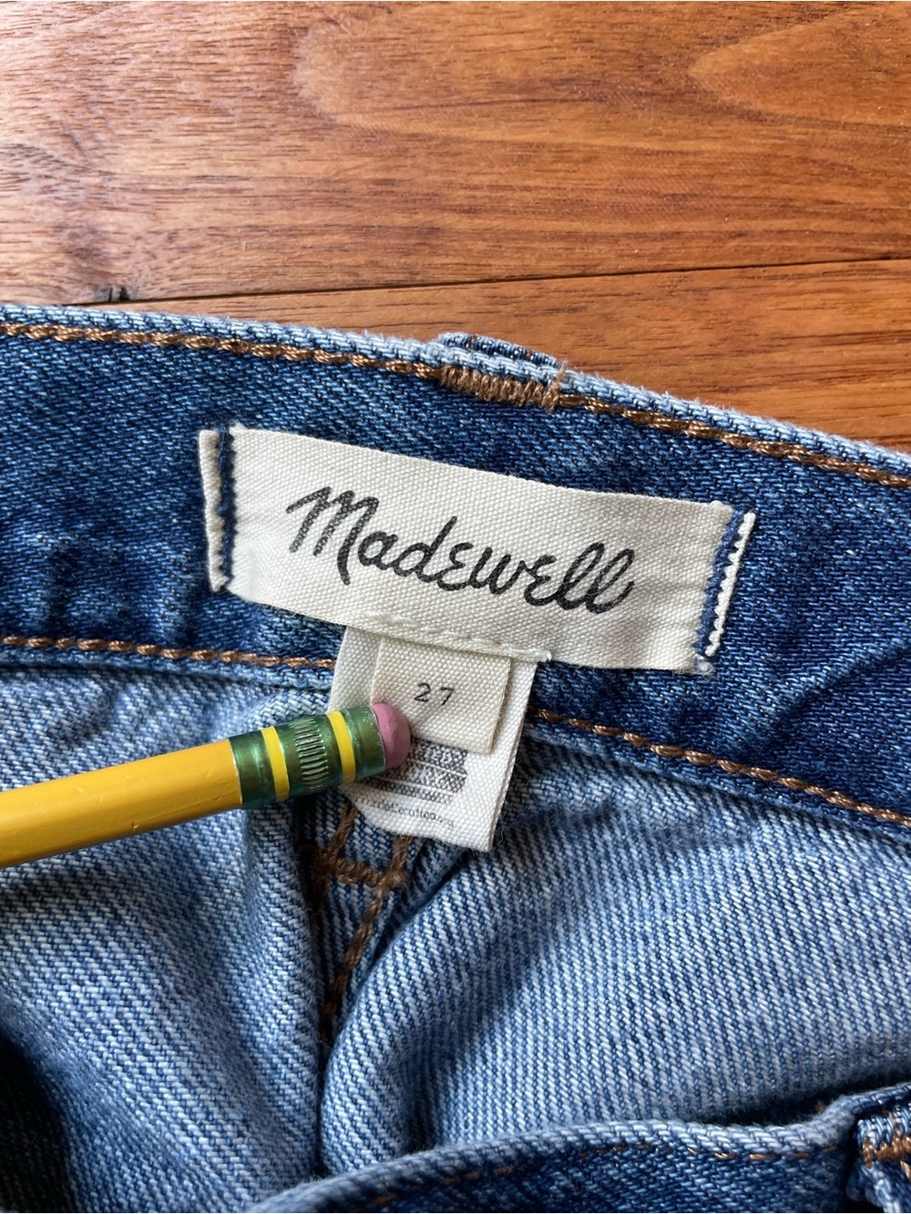 Madewell Baggy Straight Cargo High-Rise Wide Leg Patch Jeans size 27 NN489 - Picture 7 of 14